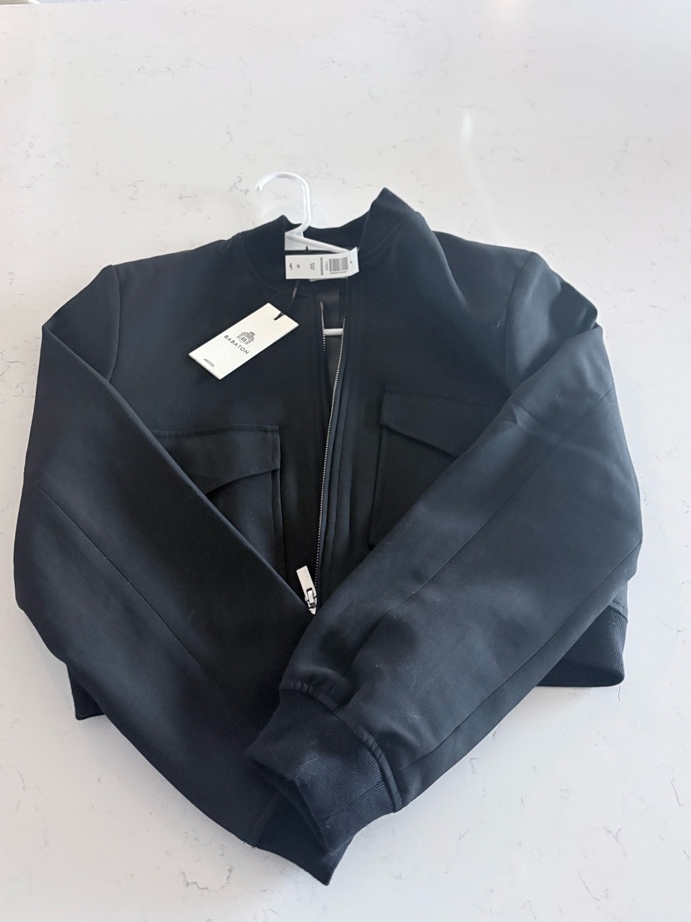 Aritzia Babaton Succession Black Bomber Jacket with Front Pockets
